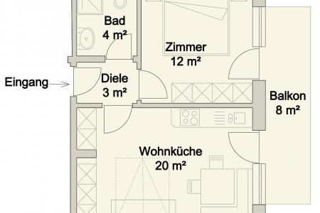 Skizze der Ferienwohnung im Berghof